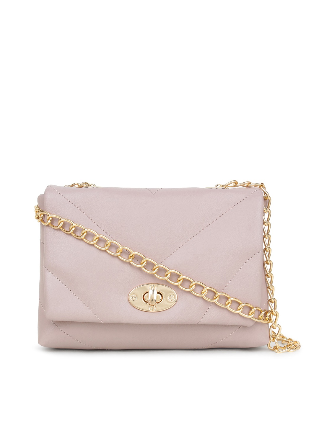 

yelloe Women Pink Quilted Stuctured Sling Bag