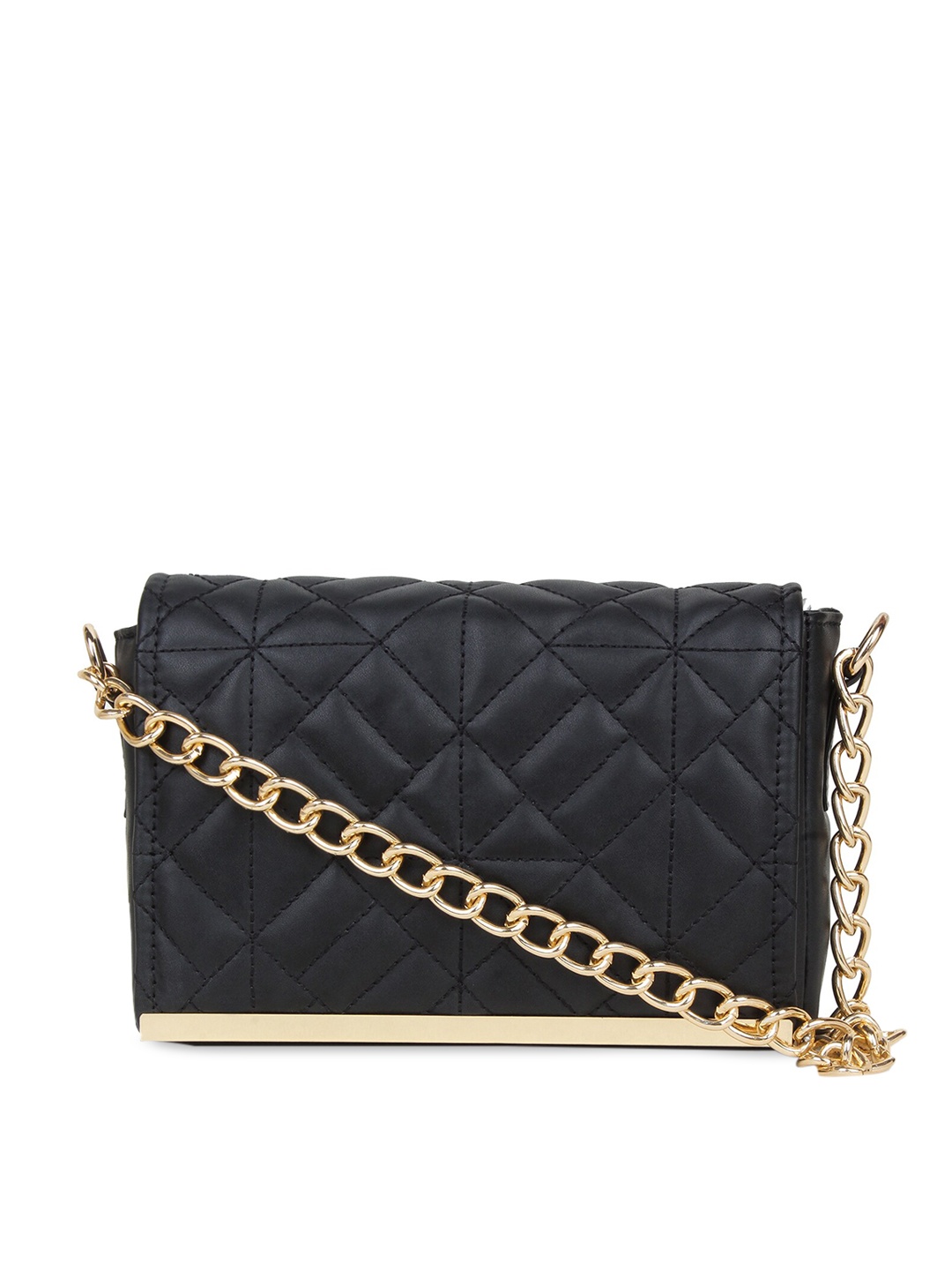 

yelloe Black Textured Structured Sling Bag