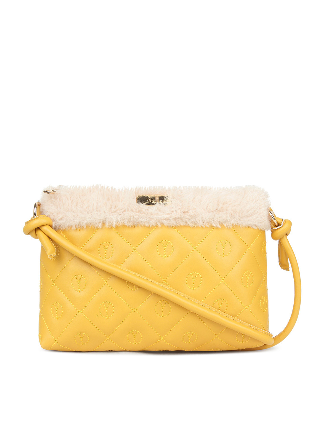 

yelloe Yellow Small Sling Bag with Quilted