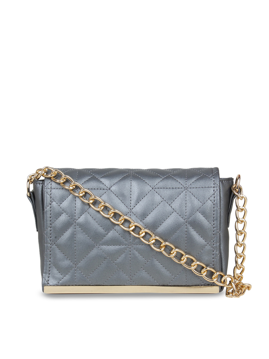 

yelloe Women Silver-Toned Quilted Sling Bag
