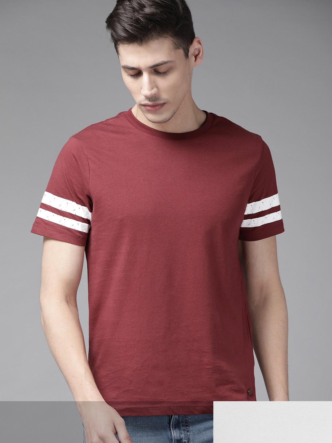 

Roadster Men Pack Of 2 Pure Cotton T-shirts, Maroon