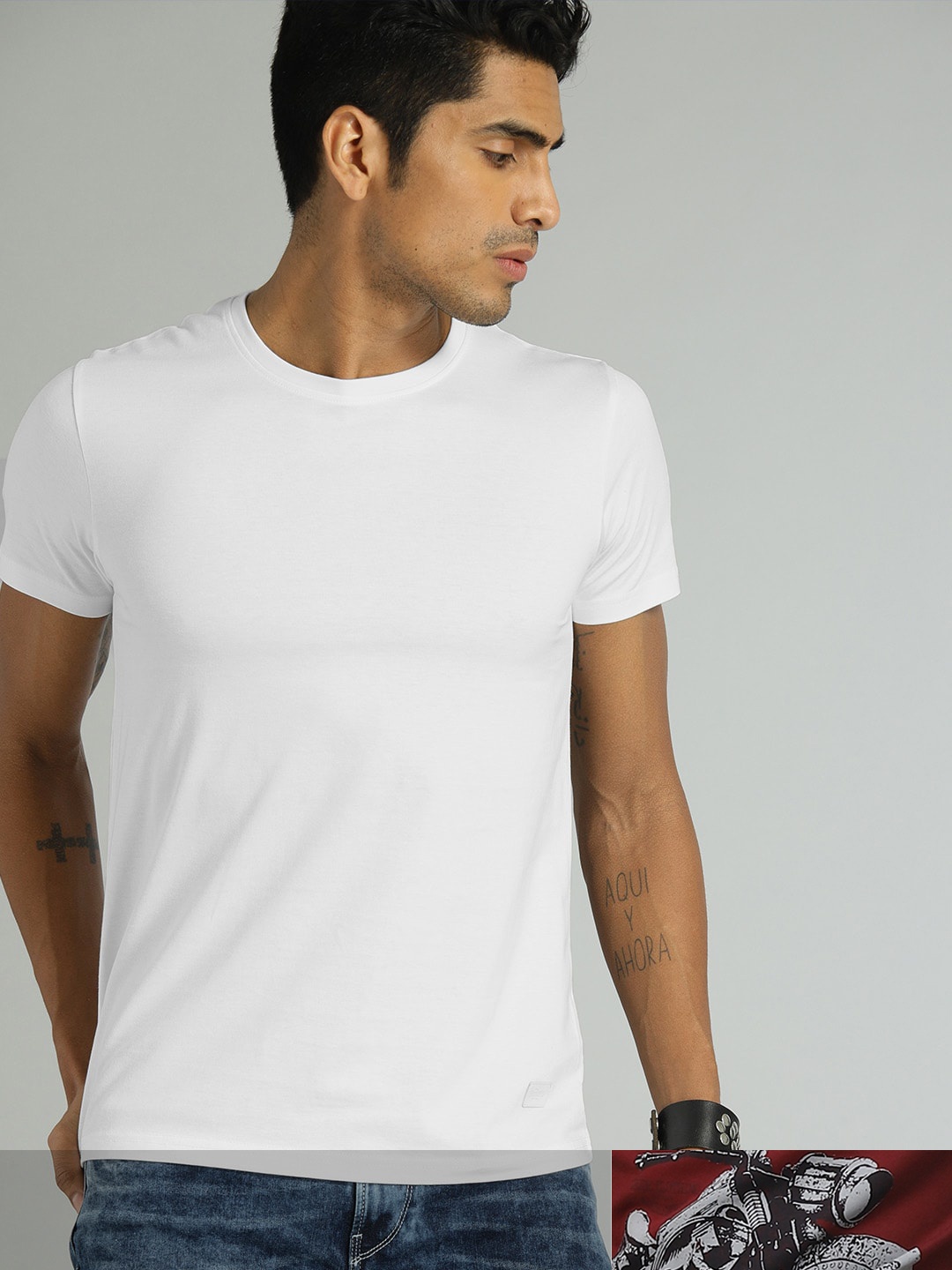 

Roadster Lifestyle Co. Men Pack of 2 Multi Casual T-shirts, Maroon