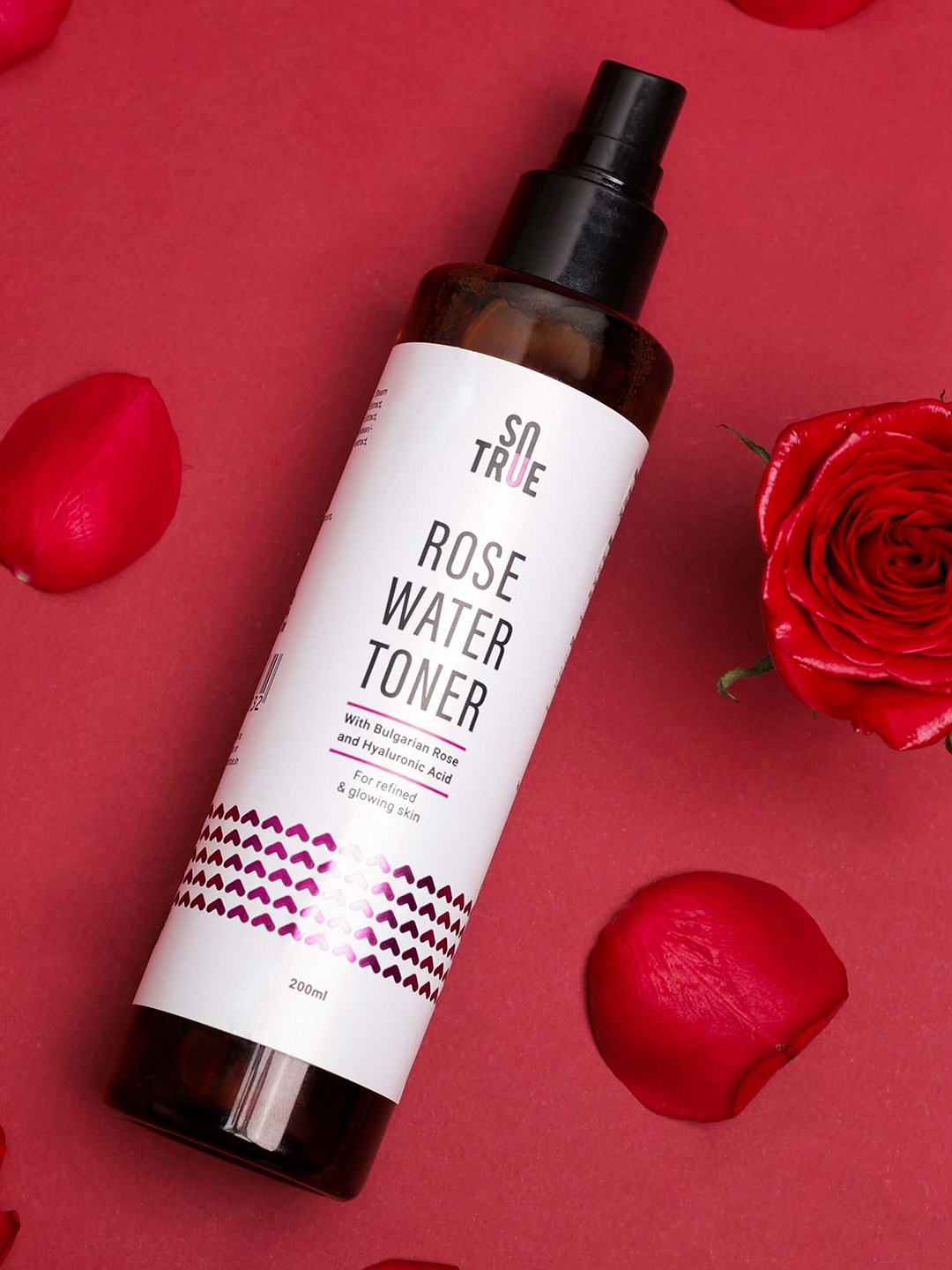 

SOTRUE Rose Water Alcohol-Free Face Toner With Bulgarian Rose & Hyaluronic Acid - 200ml, Transparent