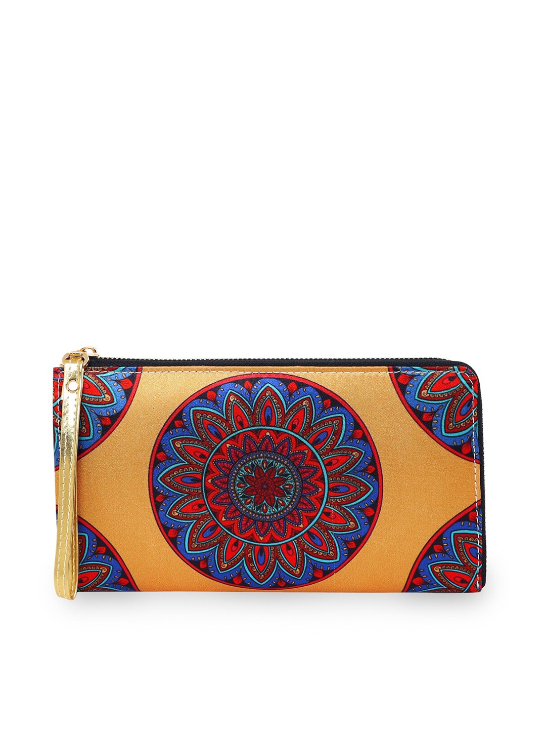 

Sabhyata Women Yellow & Blue Ethnic Motifs Printed Zip Around Wallet