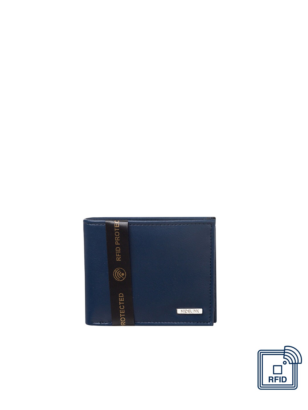

Hidelink Men Blue & Black Solid Two Fold Wallet