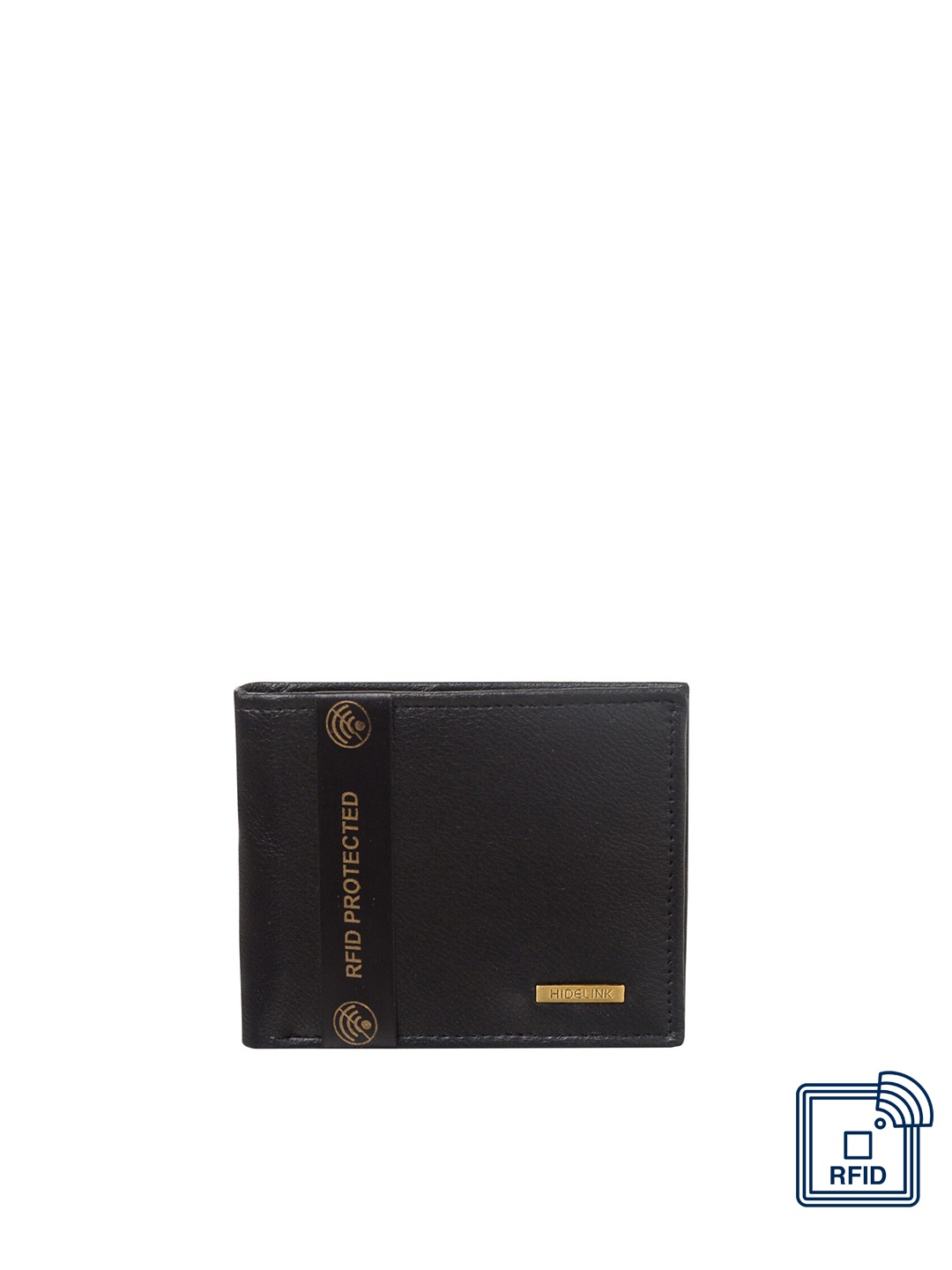

Hidelink Men Black RFID Protected Two Fold Wallet