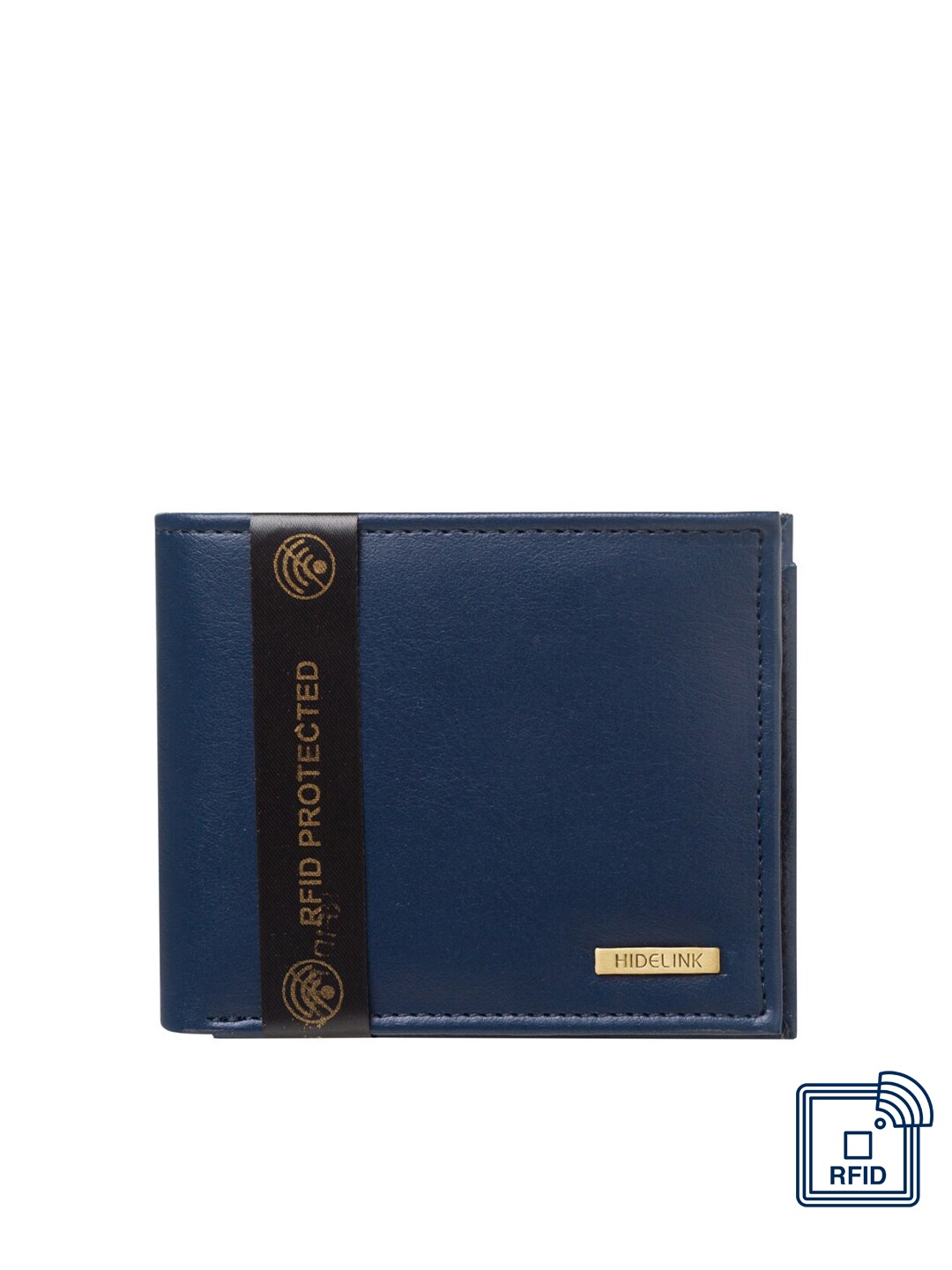 

Hidelink Men Blue Textured RFID Protected Animal Cruelty Free Two Fold Wallet