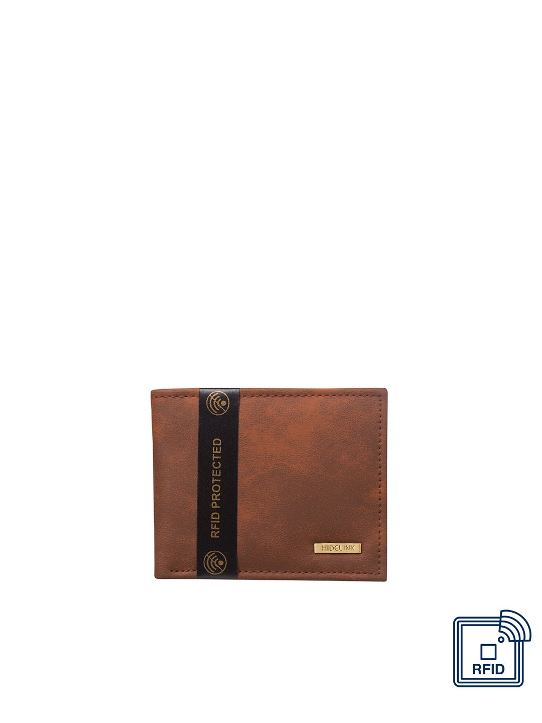

Hidelink Men Brown RFID Protected Two Fold Wallet