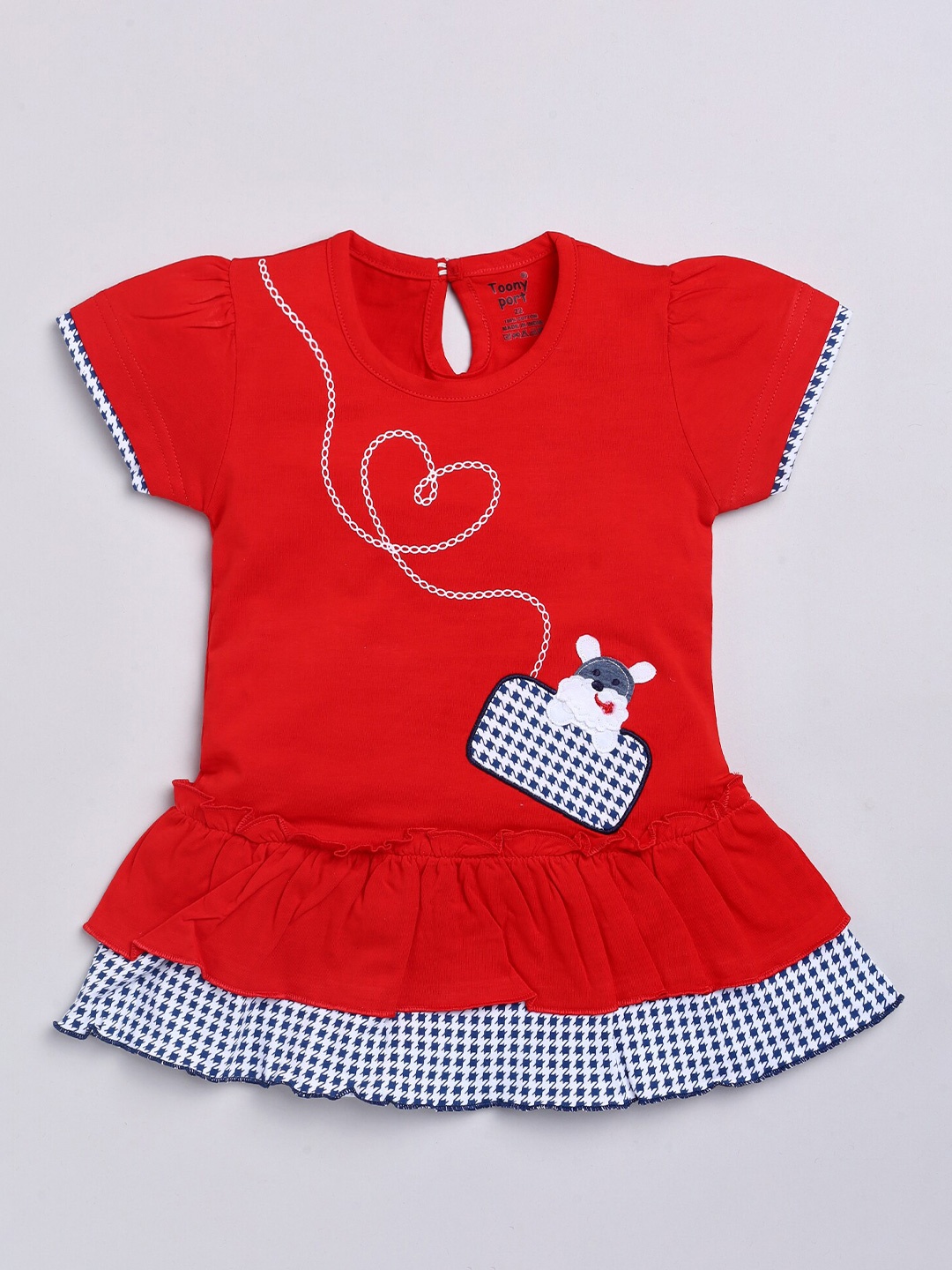 

Toonyport Girls Red Drop-Waist Cotton Dress