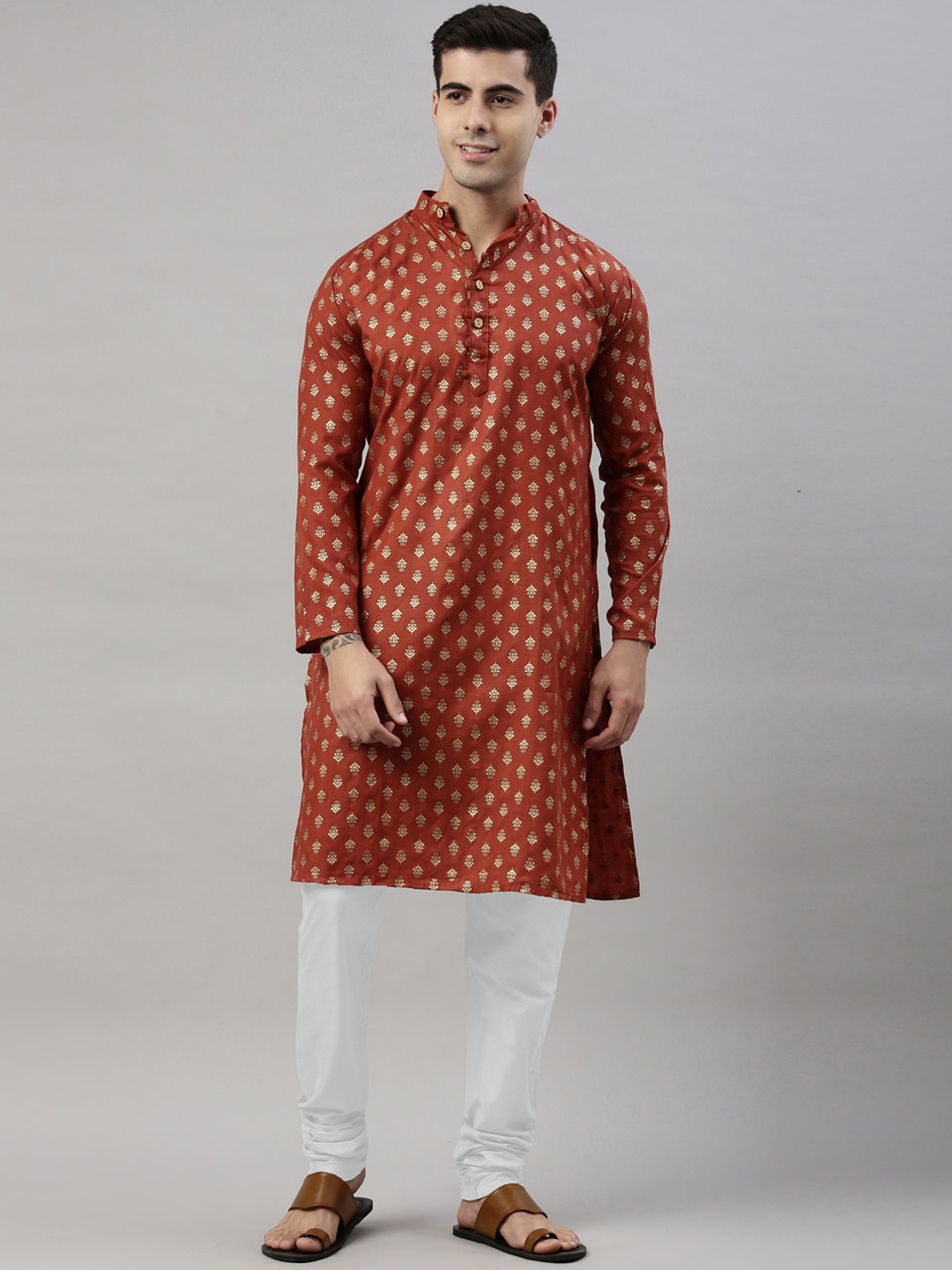 

ORUS Men Red Ethnic Motifs Kurta with Pyjamas