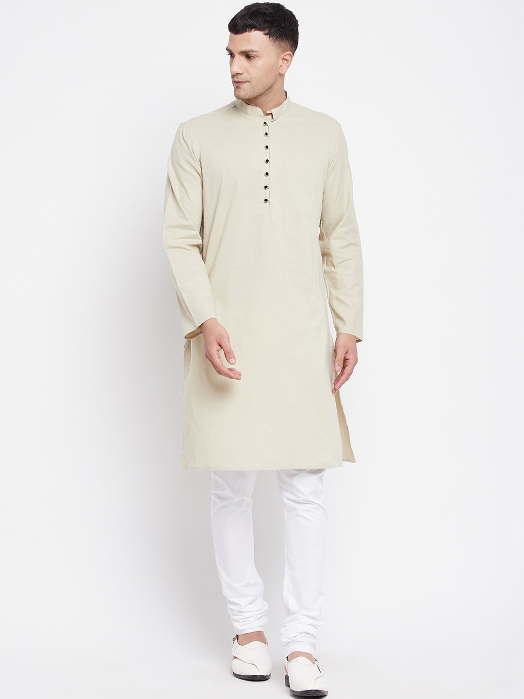 

even Men Green Cotton Dobby Kurta