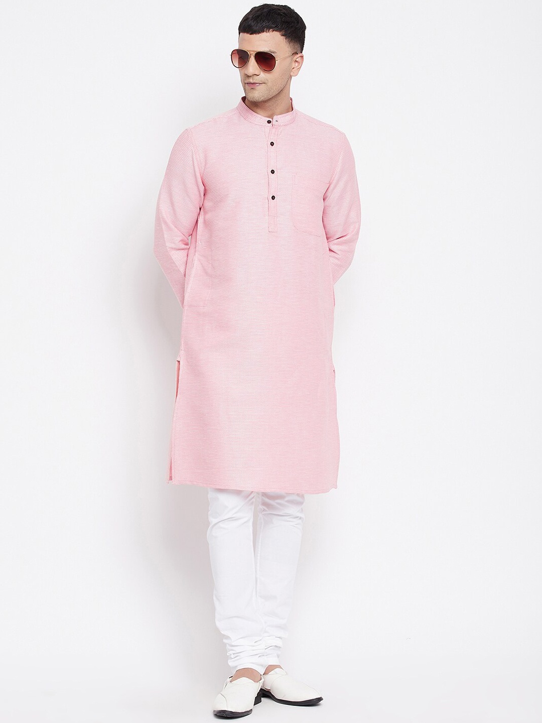 

even Men Pink Dobby Cotton Kurta