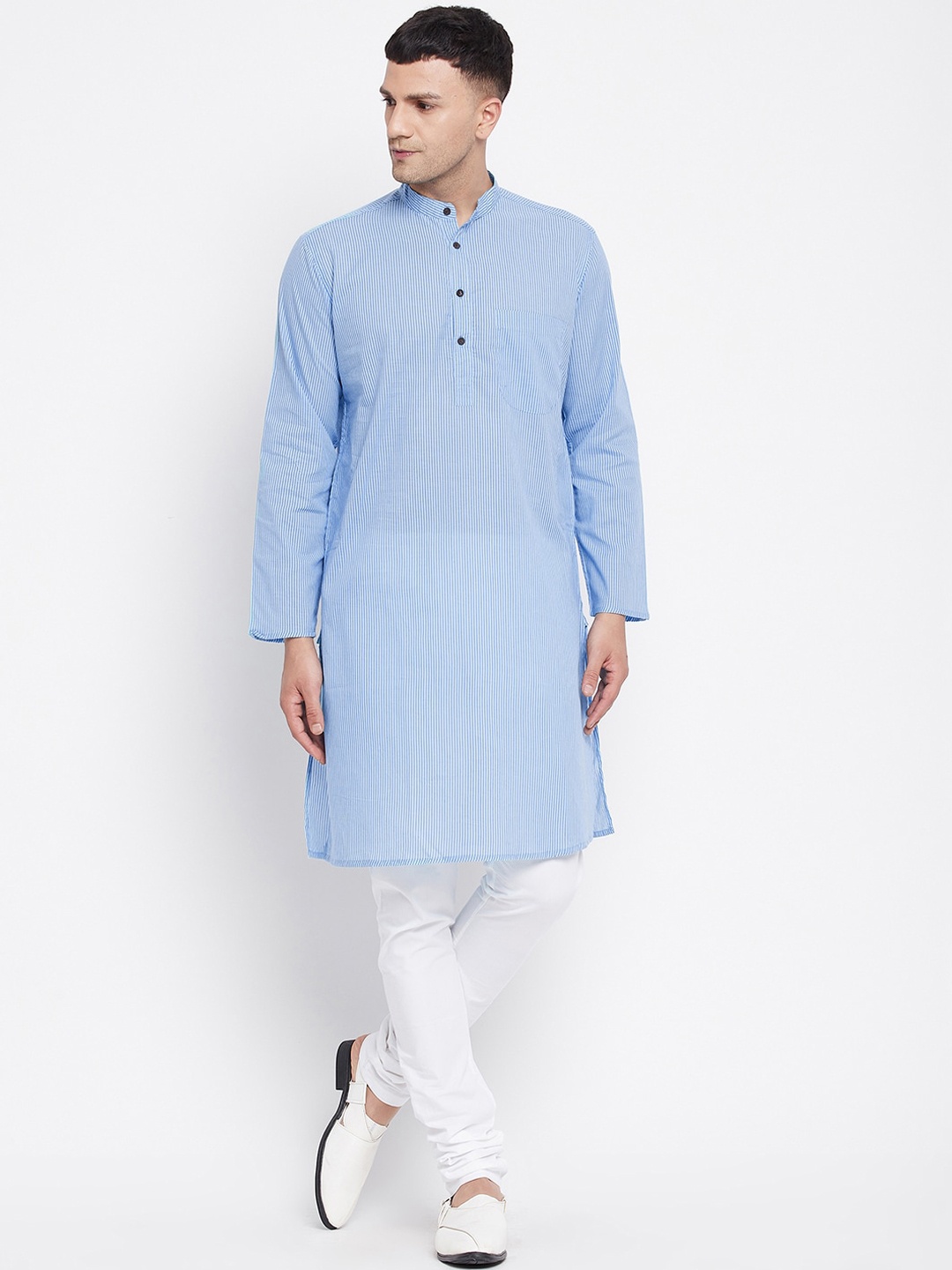 

even Men Blue Dobby Pure Cotton Kurta