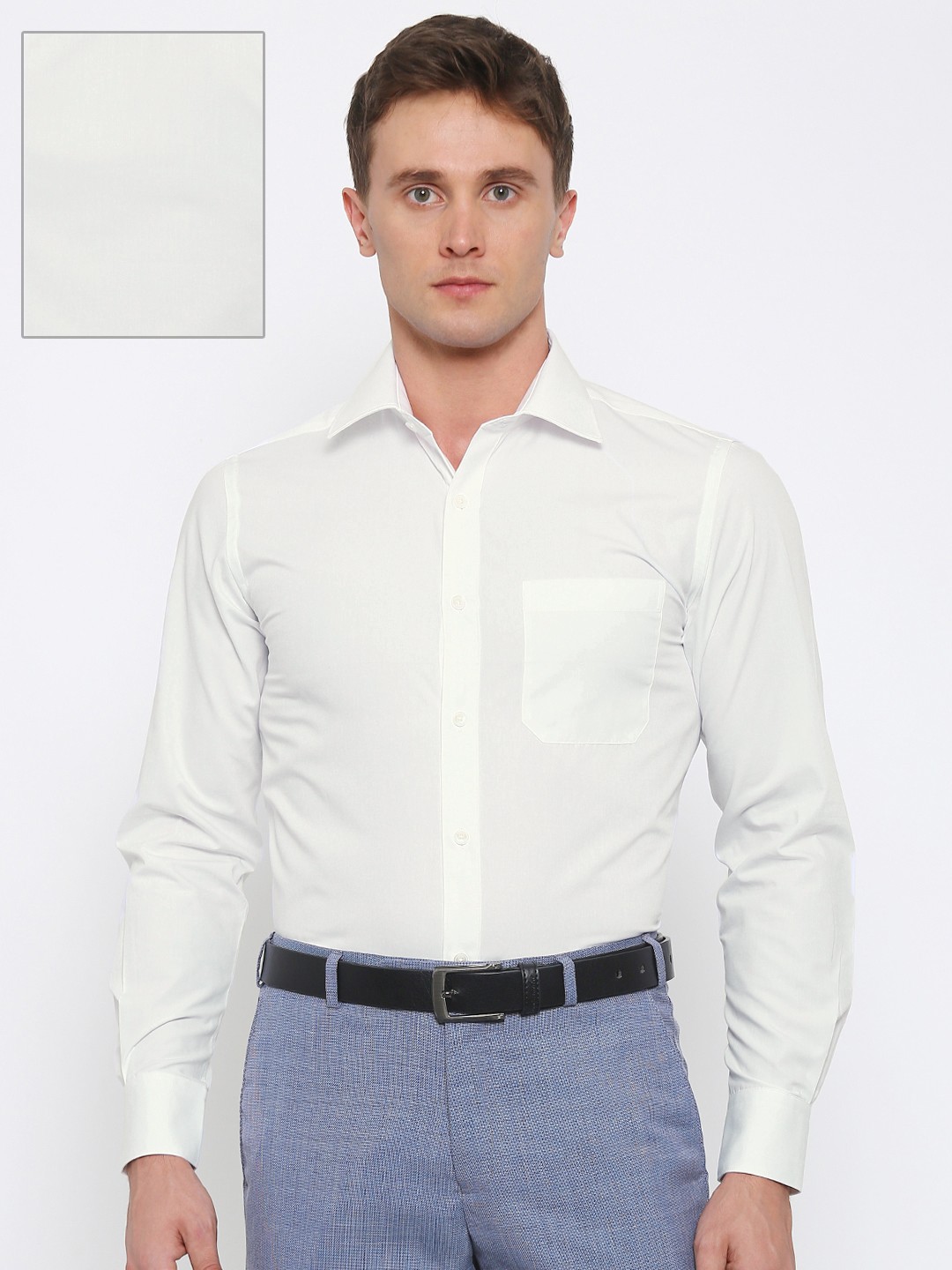 

Raymond Men White Contemporary Fit Solid Formal Shirt