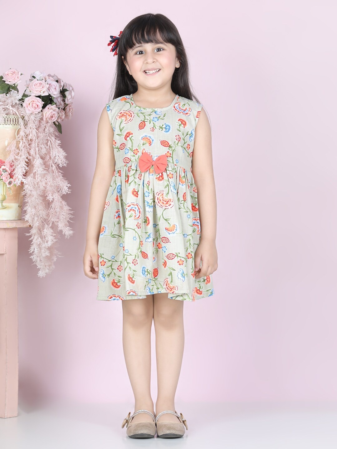 

Cutiekins Green Floral Cotton Dress