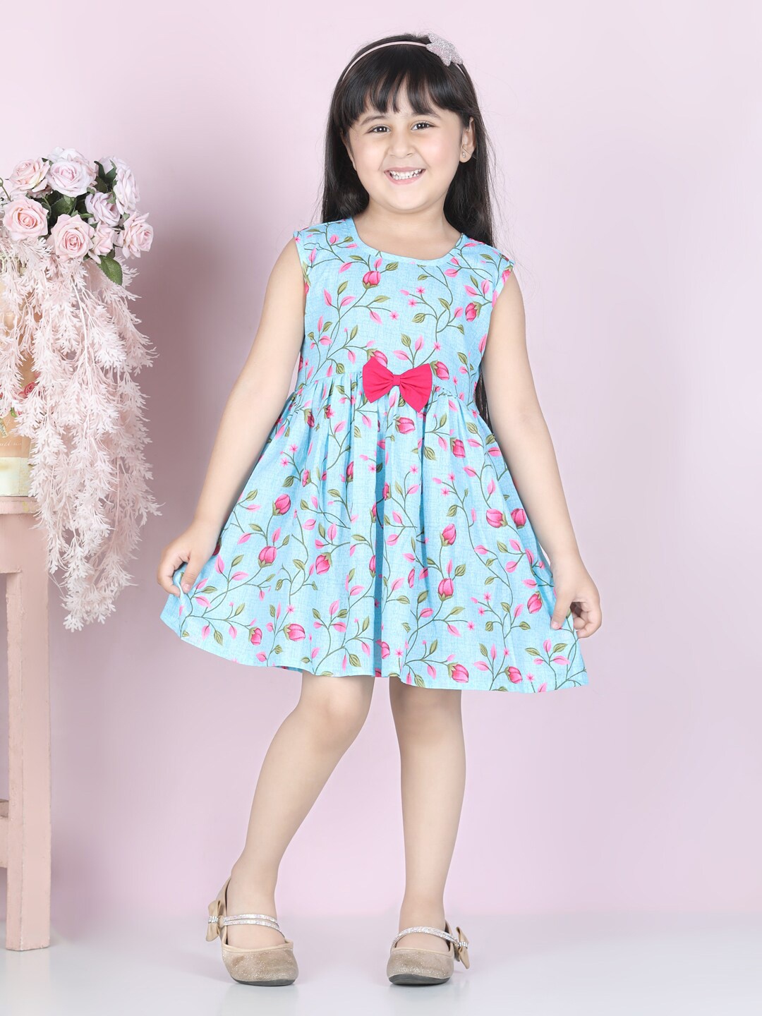 

Cutiekins Girls Blue Floral Cotton Dress