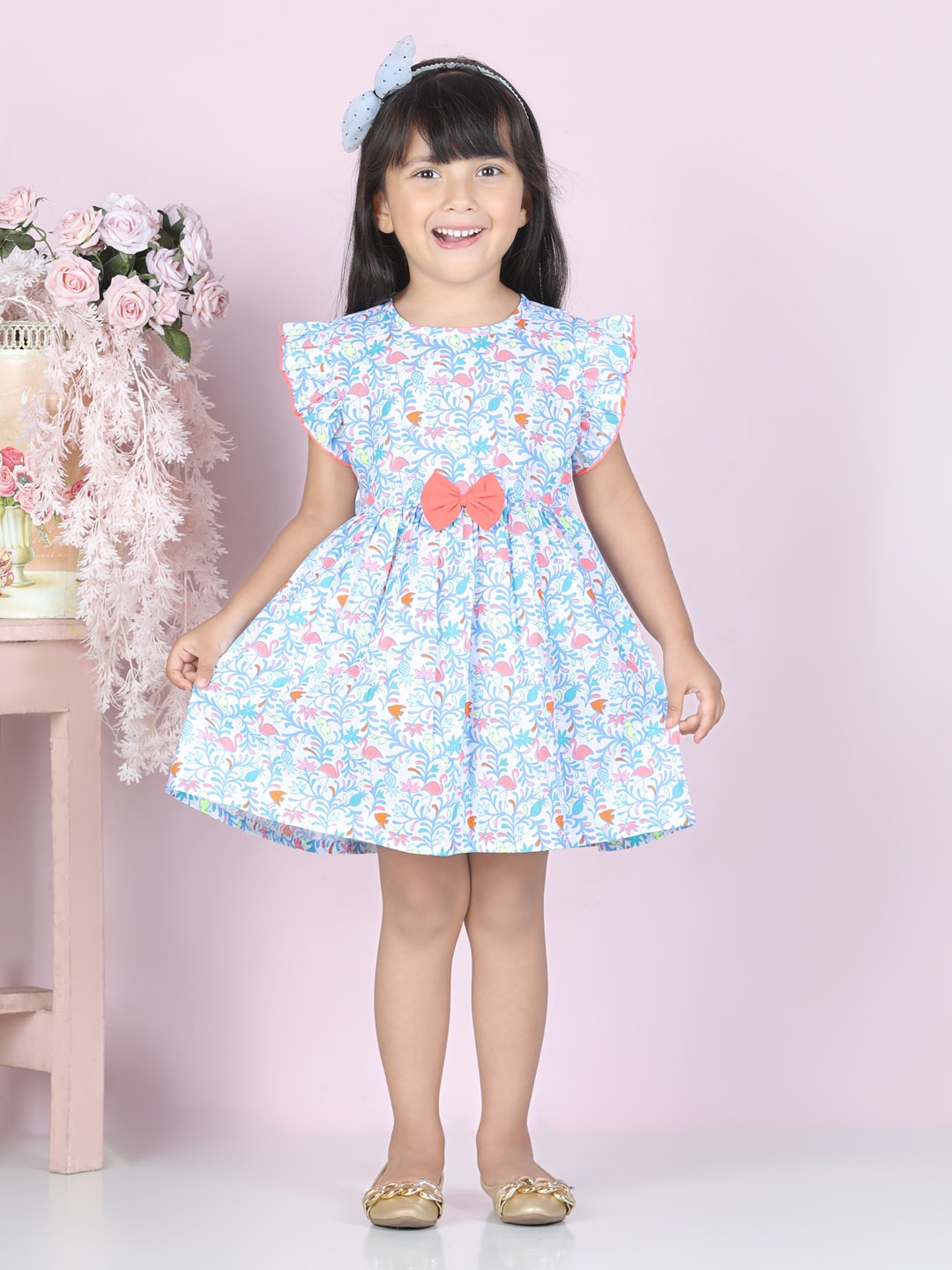 

Cutiekins Blue Floral Cotton Dress