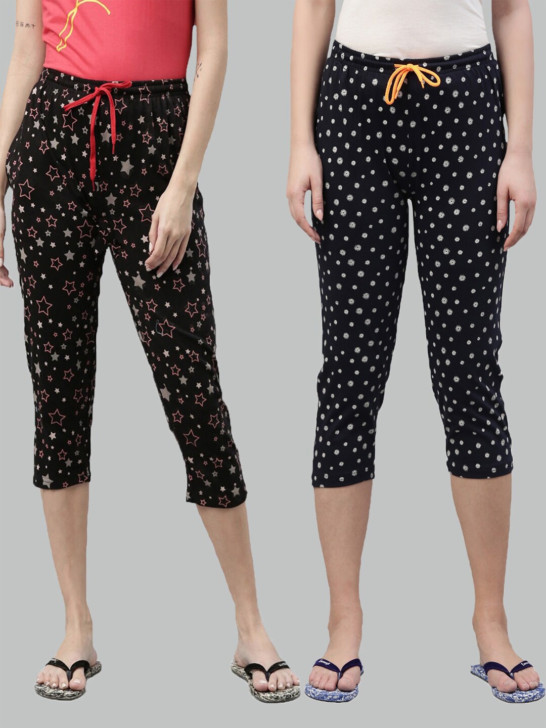 

Kryptic Women Pack Of 2 Cotton Capris, Black