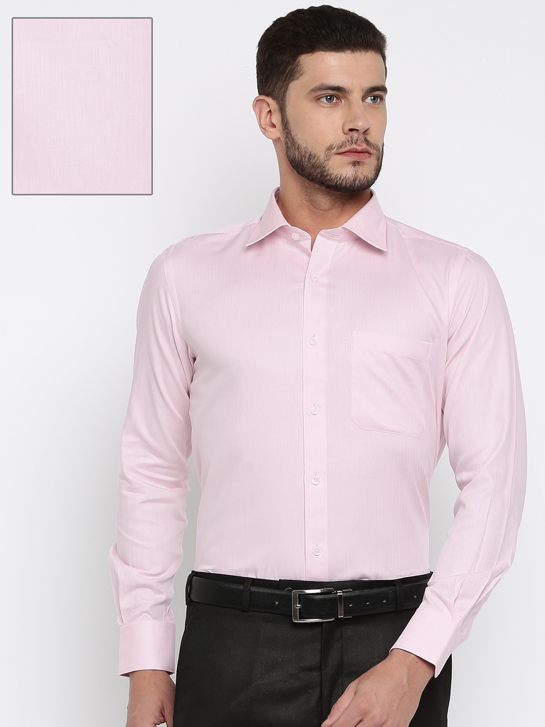 

Raymond Men Pink Contemporary Regular Fit Self-Design Formal Shirt