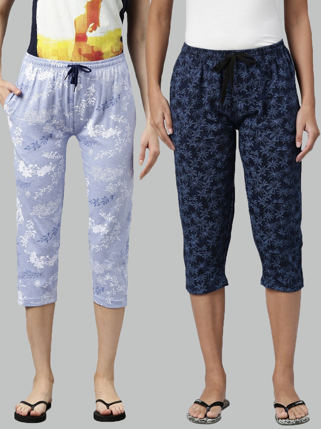 

Kryptic Women Pack Of 2 Cotton Capris, Lavender