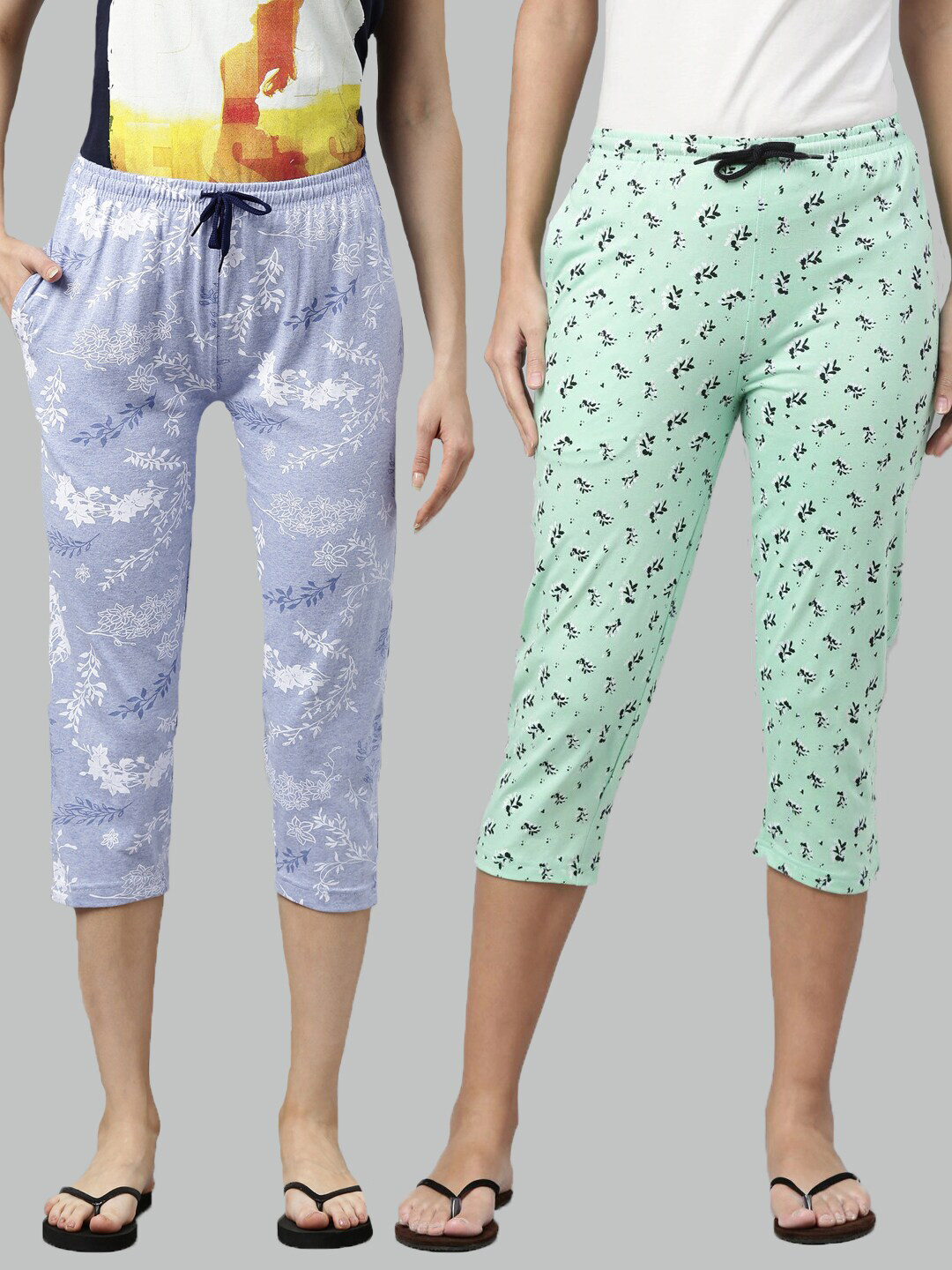 

Kryptic Women Pack Of 2 Cotton Capris, Lavender