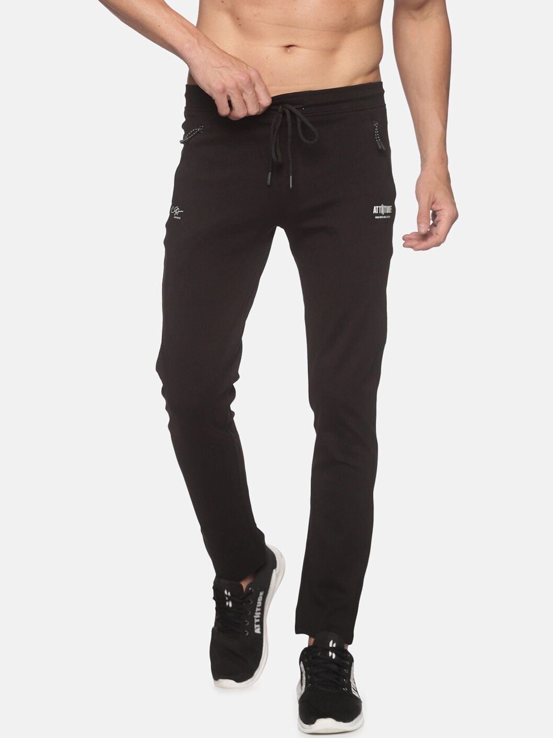 

ATTIITUDE Men Black Solid Slim-Fit Track Pant