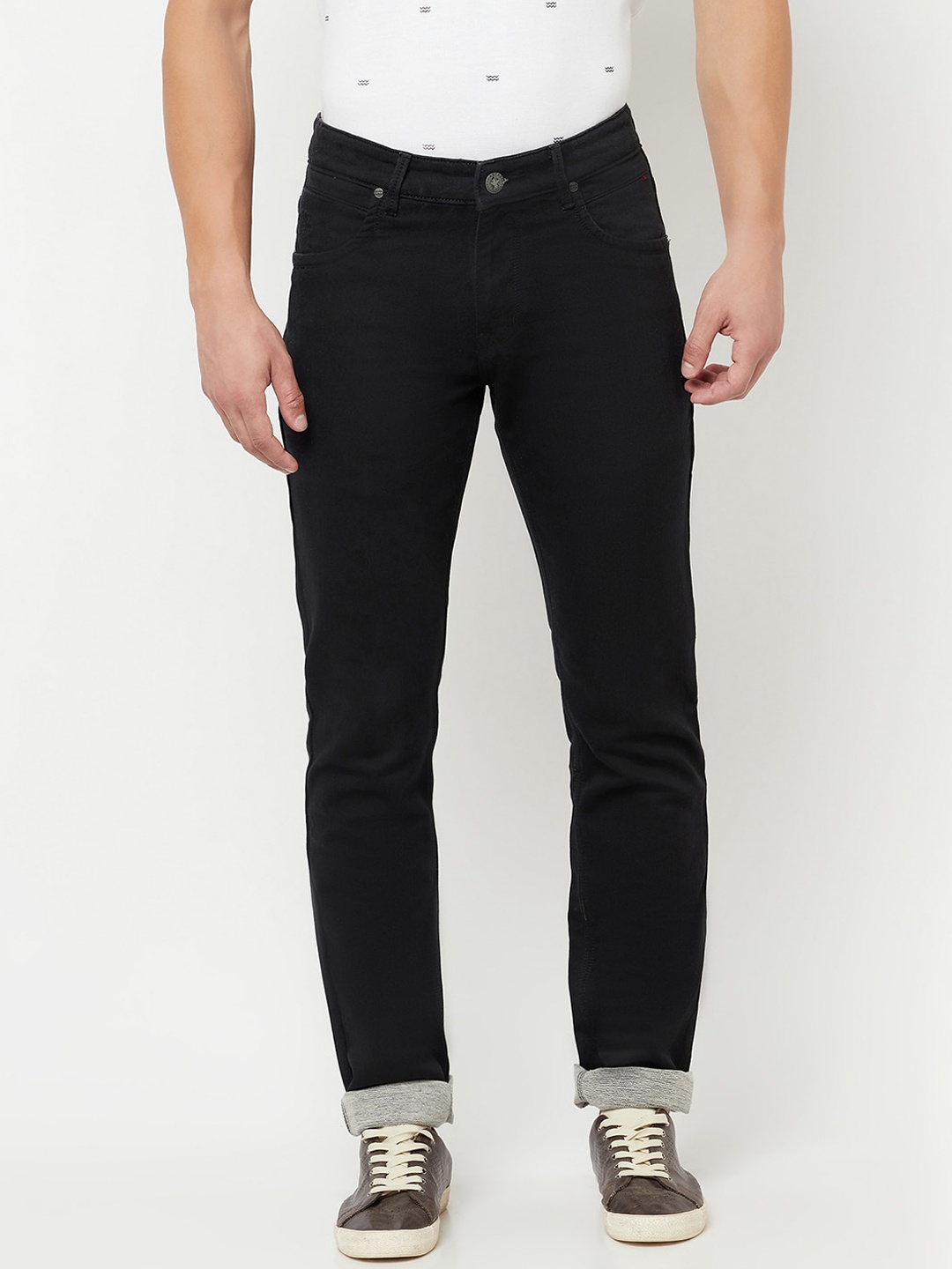 

Cantabil Men Black Regular Fit Mid-Rise Jeans