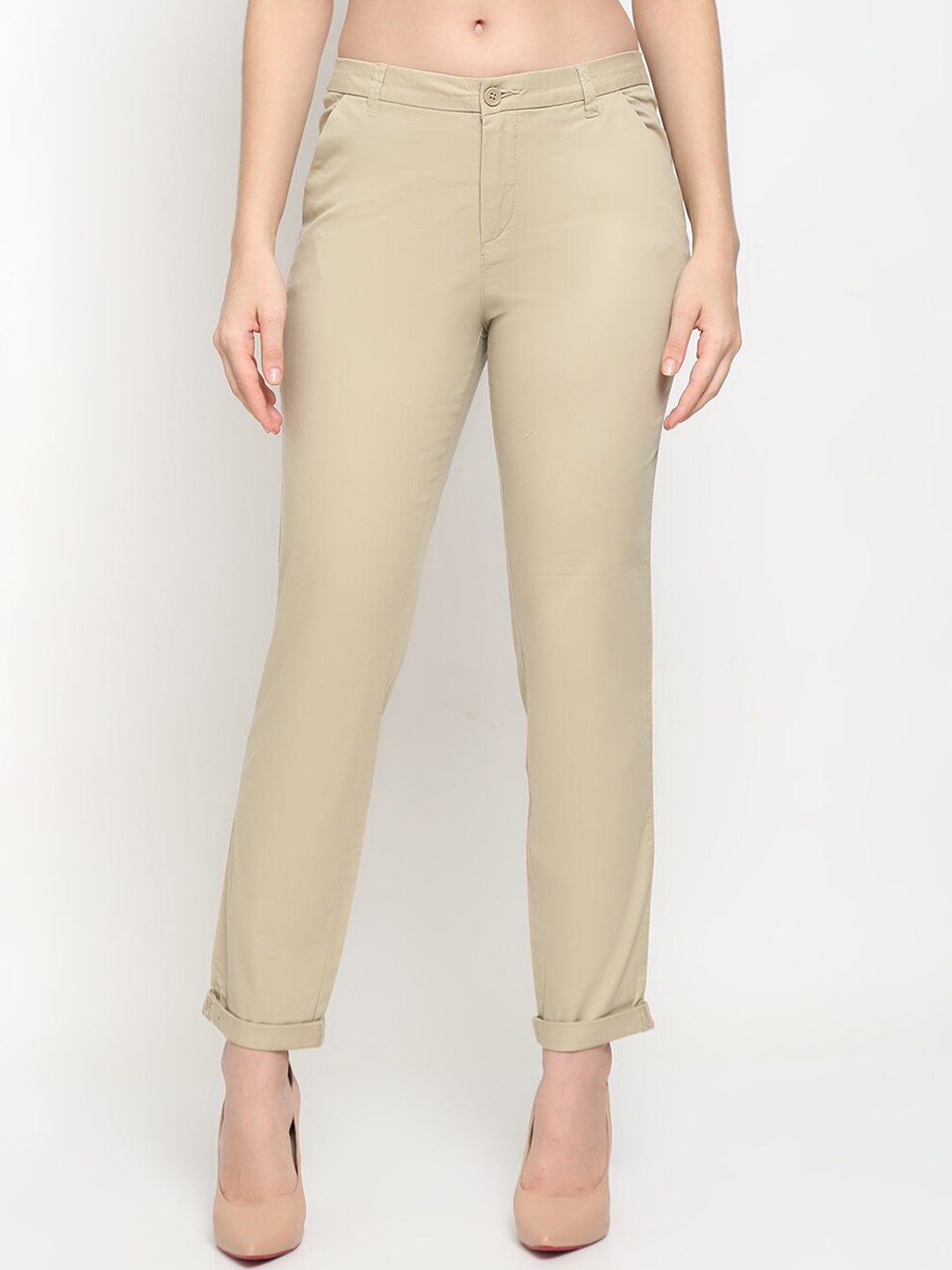 

GRACIT Women Beige Slim Fit Formal Trousers