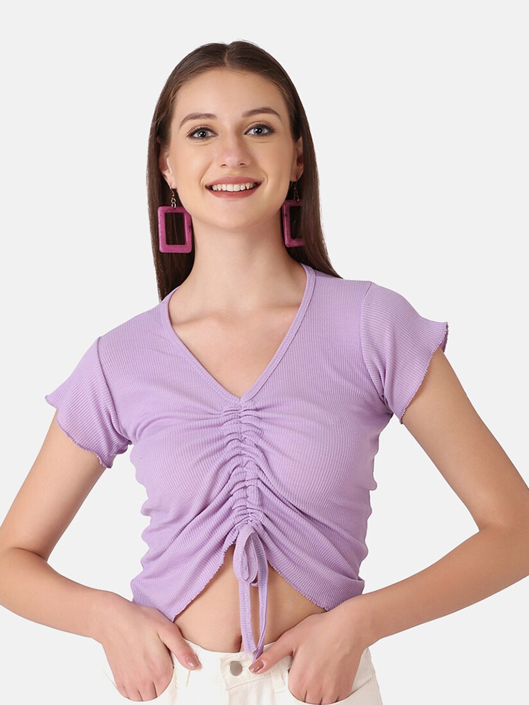 

BUY NEW TREND Purple Fitted Crop Top