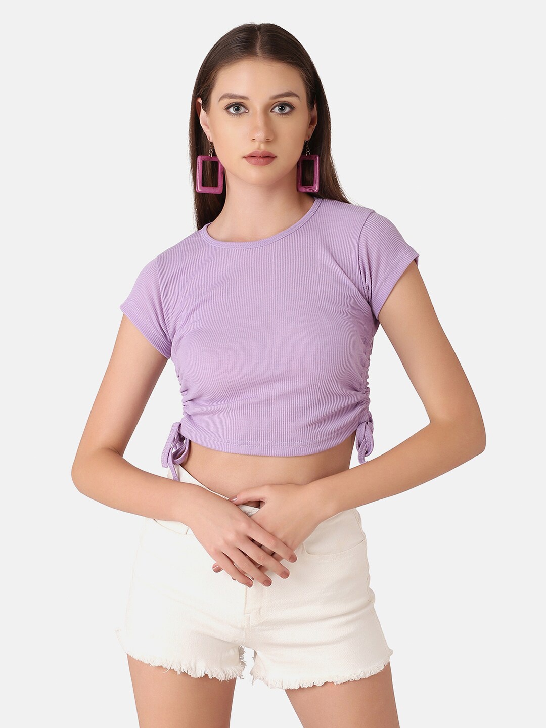 

BUY NEW TREND Purple Fitted Crop Top
