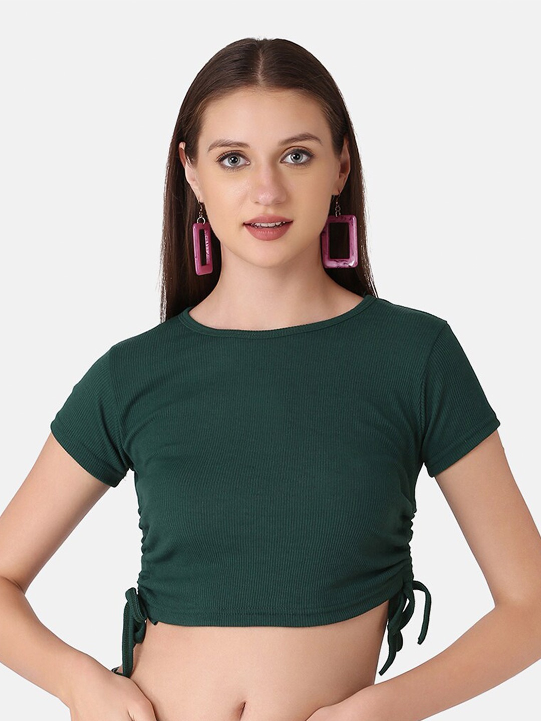 

BUY NEW TREND Green Ruched Crop Top