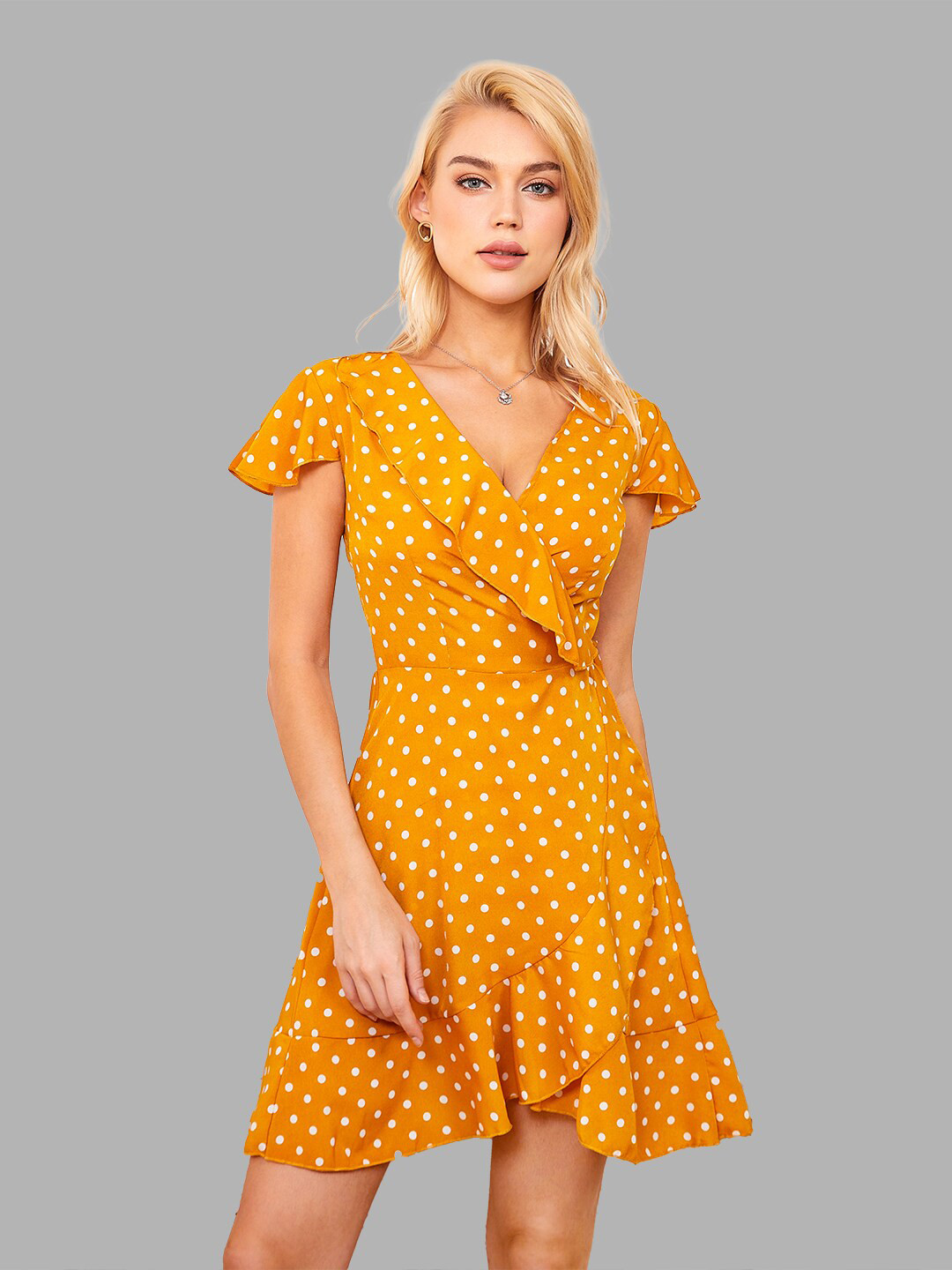

JC Collection Women Yellow Wrap Dress