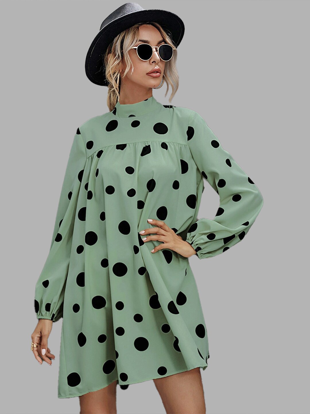 

JC Collection Green & Black A-Line Dress
