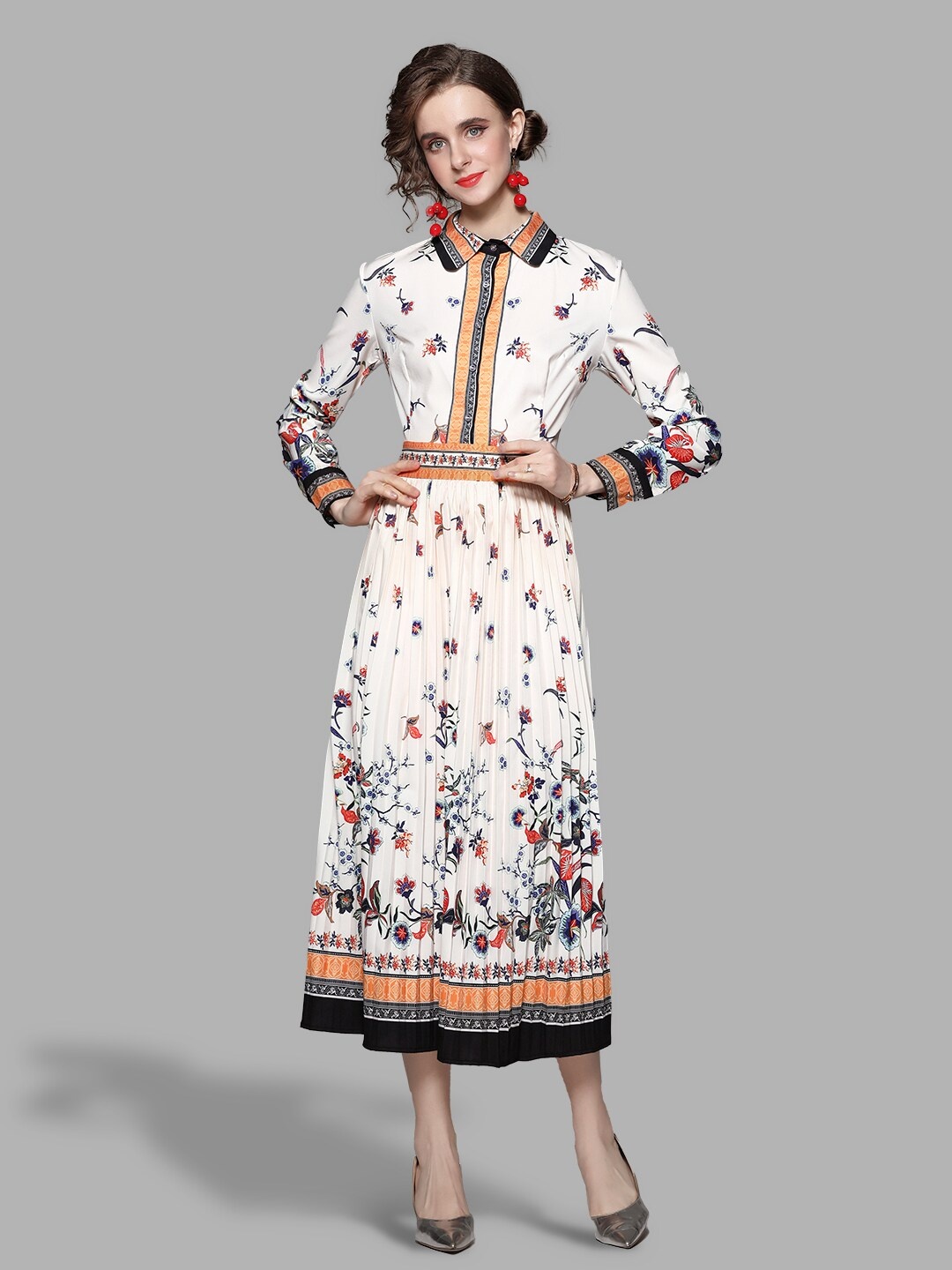 

JC Collection Women Beige Floral A-Line Maxi Dress