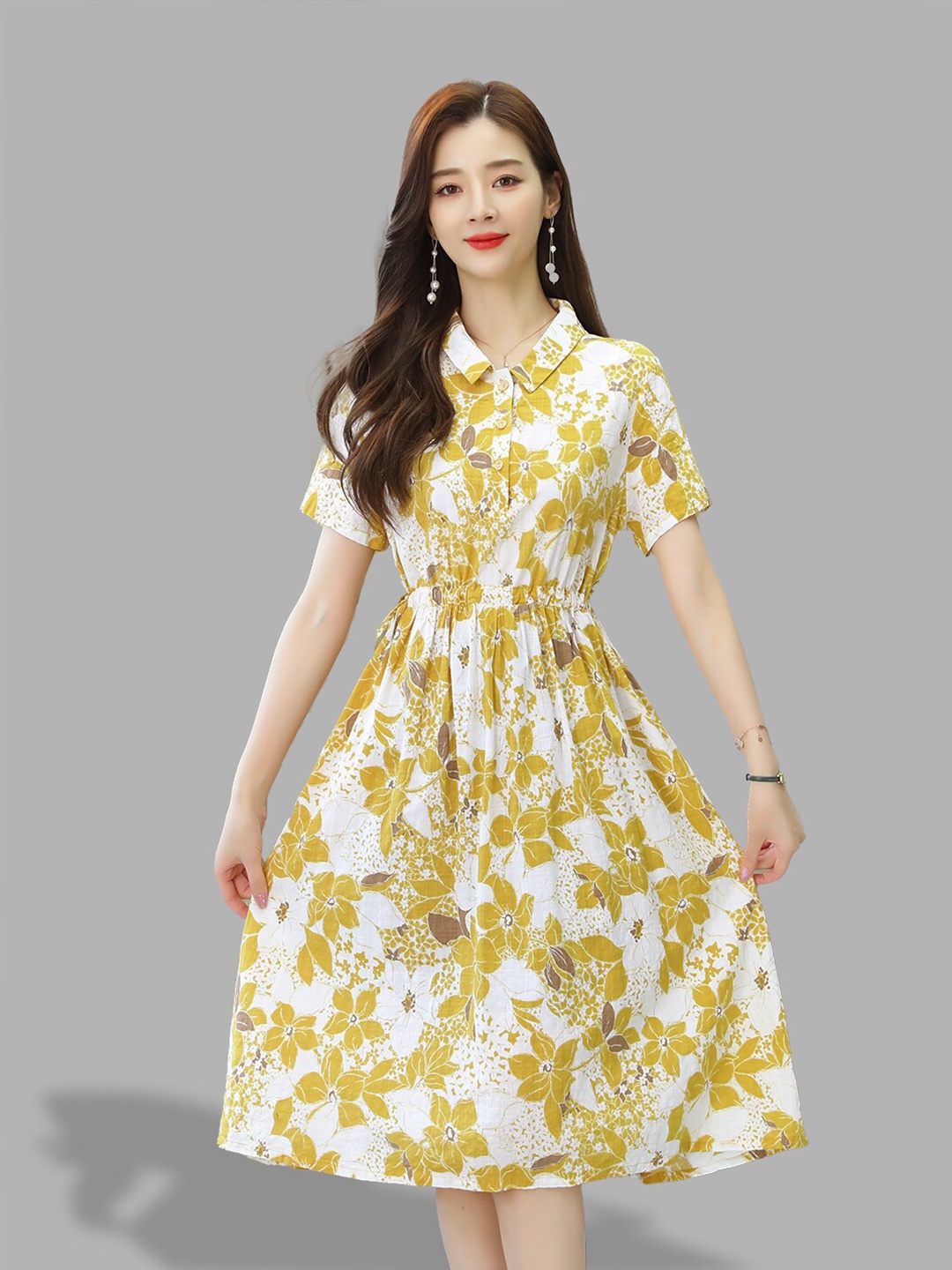 

JC Collection Yellow & White Floral Midi Dress