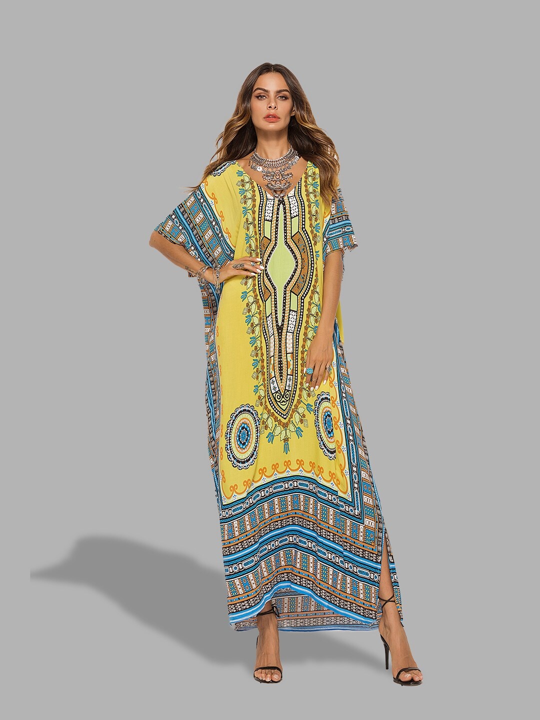 

JC Collection Yellow Ethnic Motifs Maxi Dress