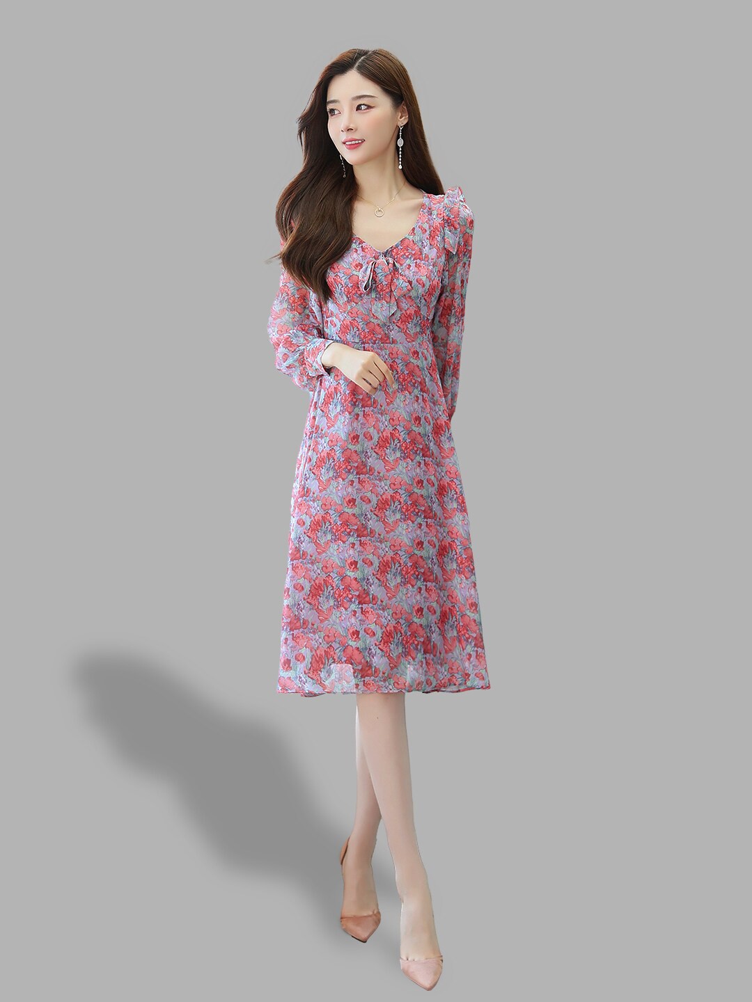 

JC Collection Multicoloured Floral Fit and Flare Dress, Multi