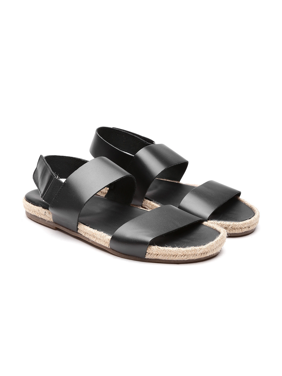 

United Colors of Benetton Men Black Genuine Leather Sandals