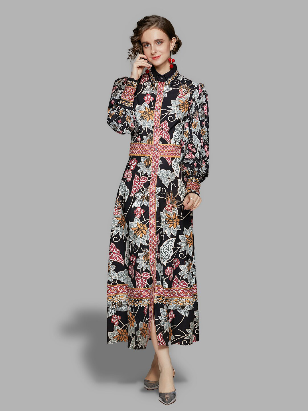 

JC Collection Black & Blue Floral Maxi Dress