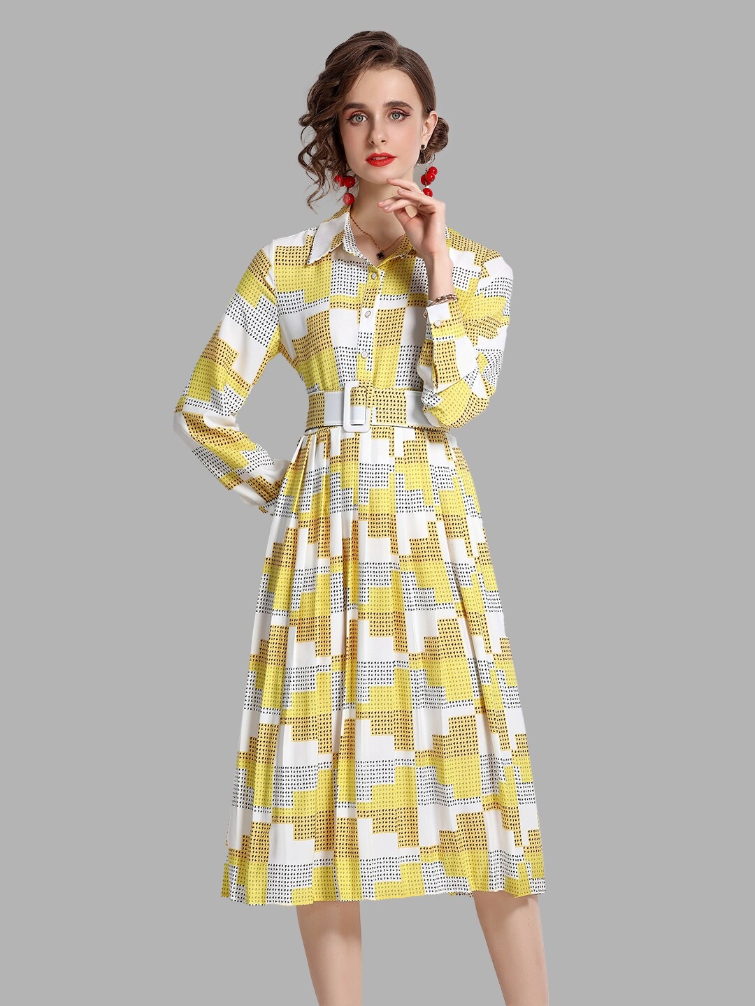 

JC Collection Women Yellow & White Dress