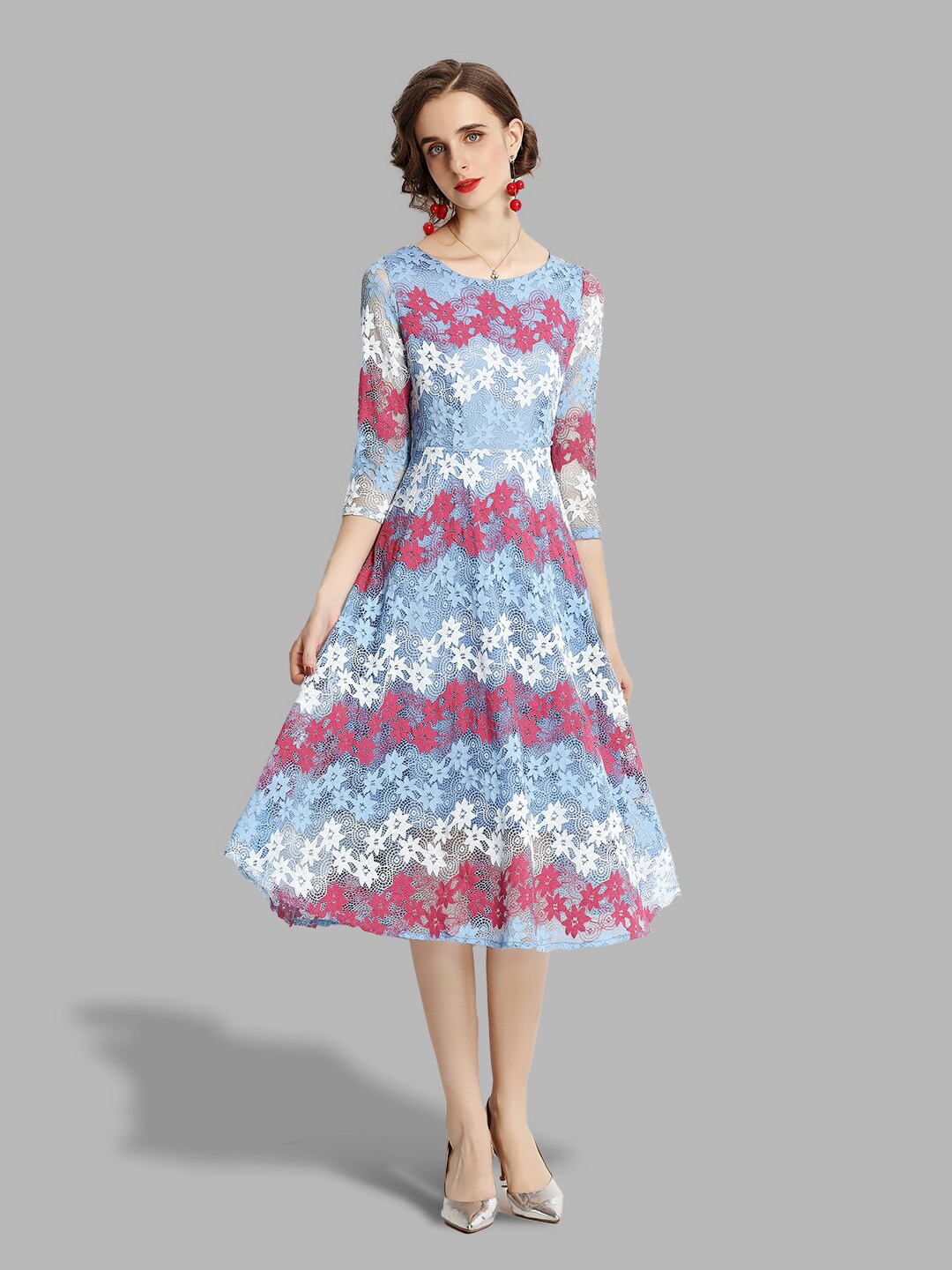 

JC Collection Blue Floral Midi Dress