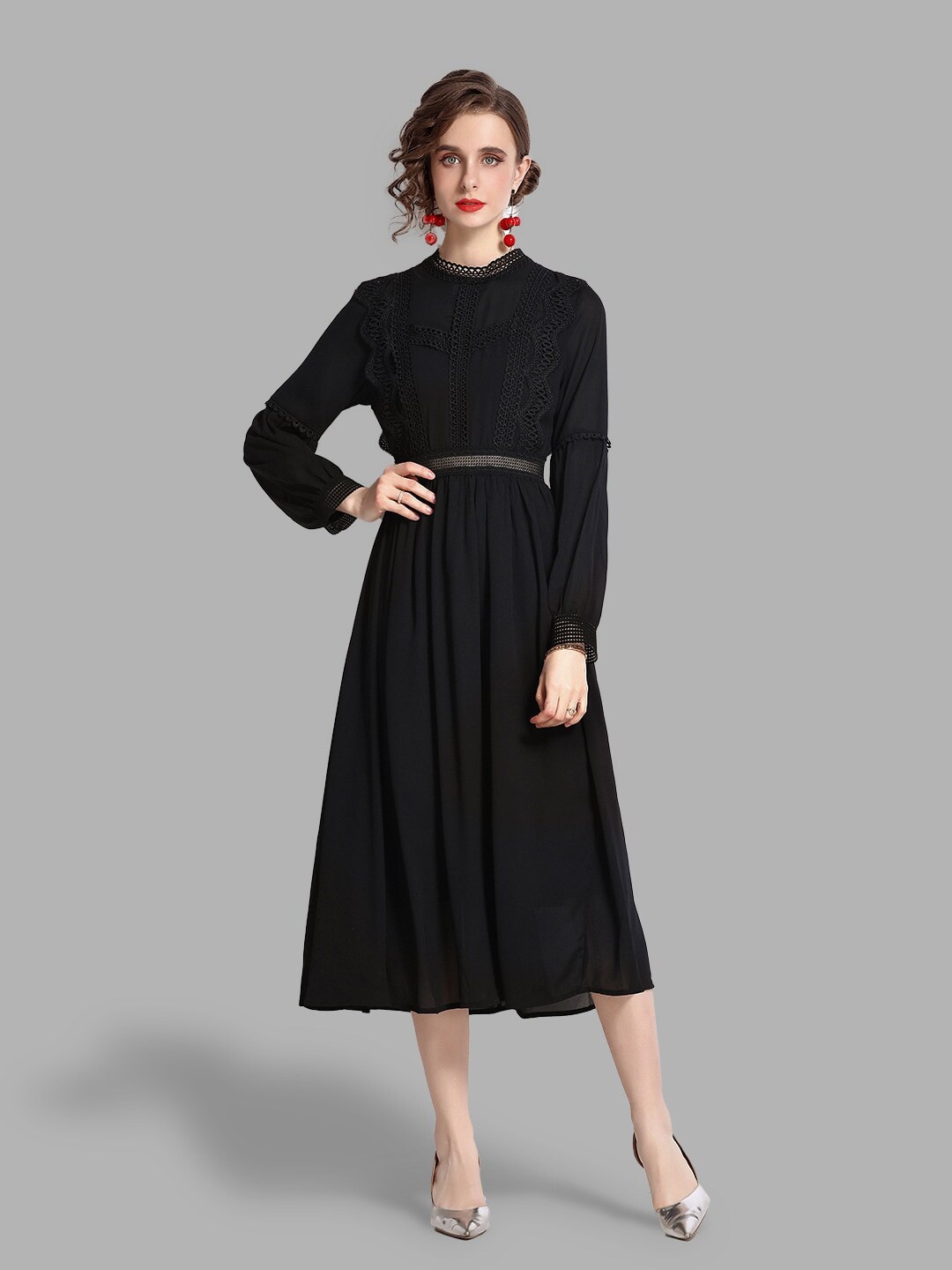 

JC Collection Women Black Midi Dress