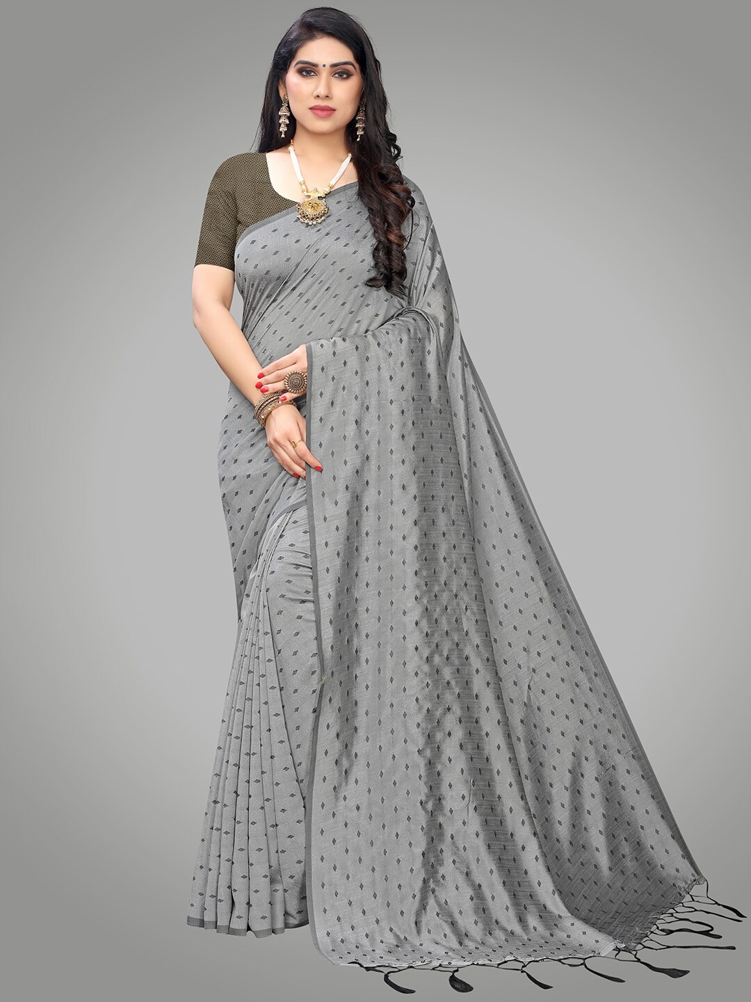 

KALINI Grey Woven Design Silk Blend Saree