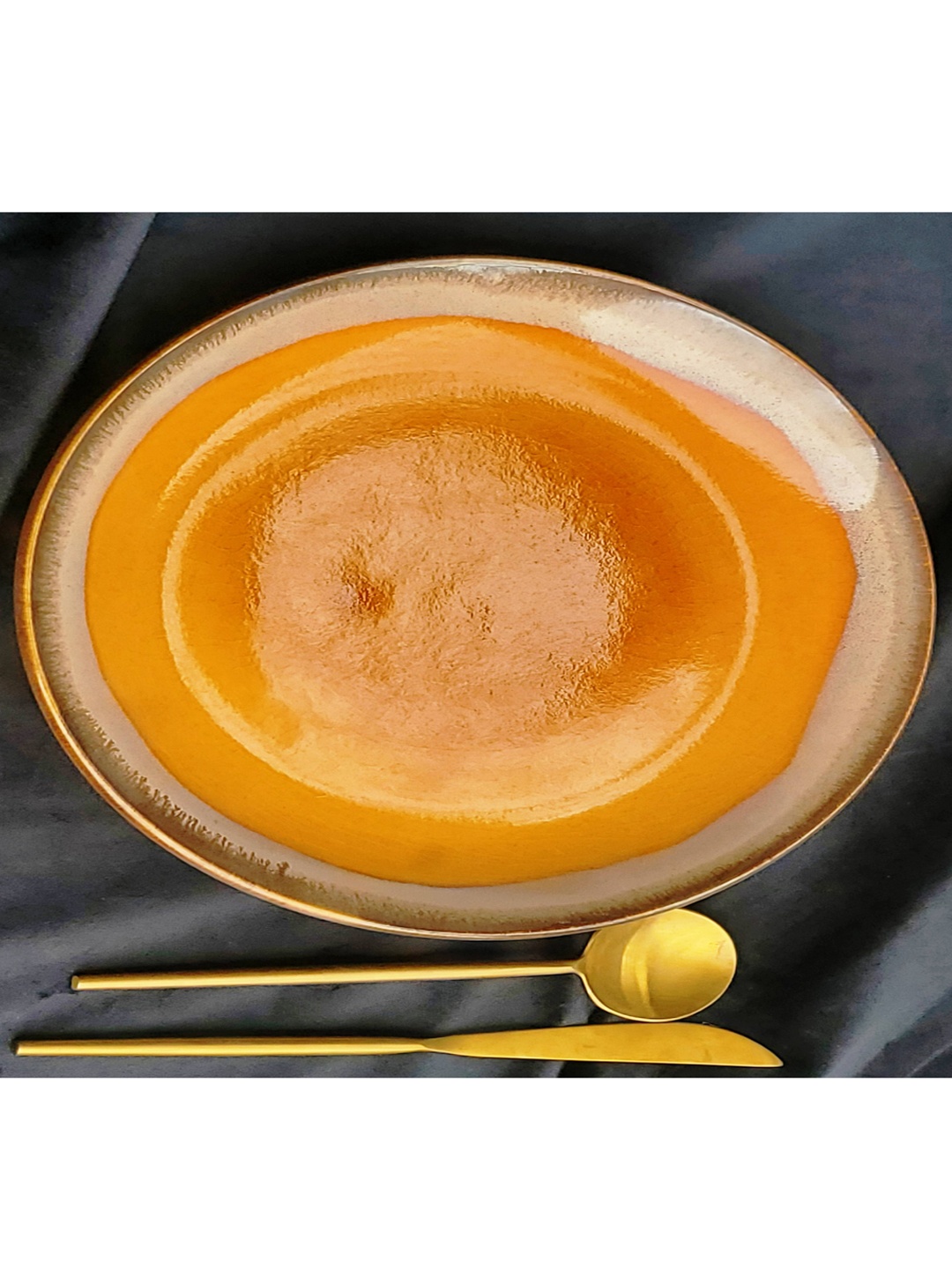 

Folkstorys Orange & Blue Solid Ceremic Dinner Plate