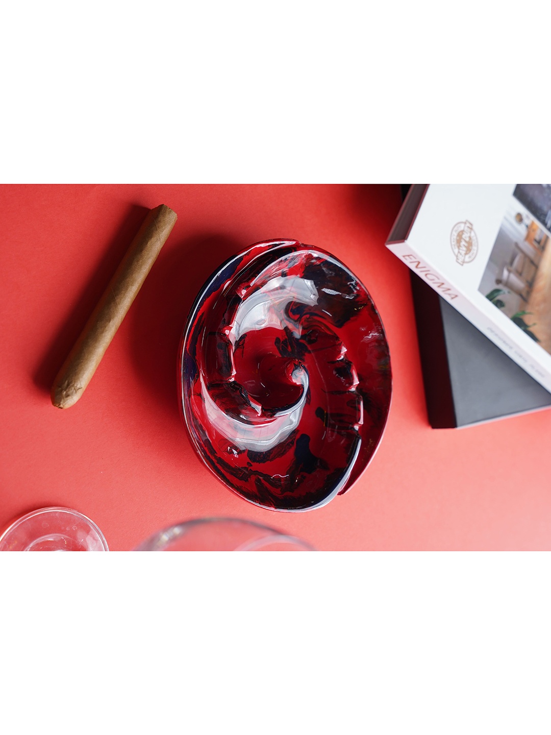 

Folkstorys Red Spiral Metal Ashtray