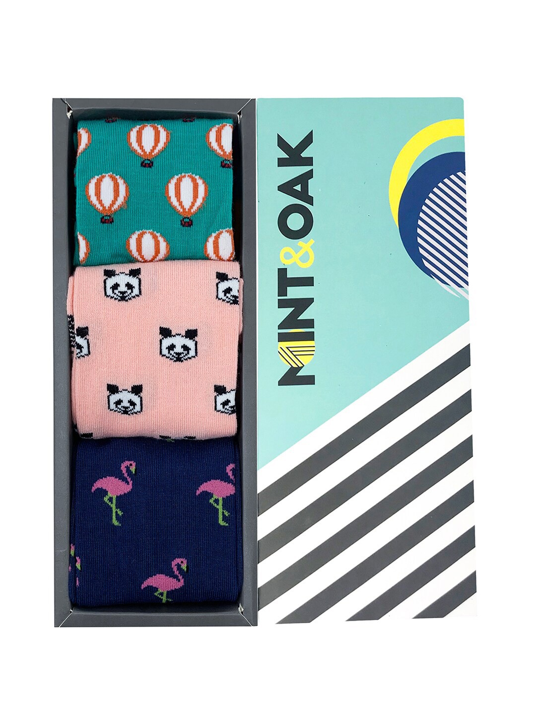 

Mint & Oak Men Pack Of 3 Patterned Socks, Green