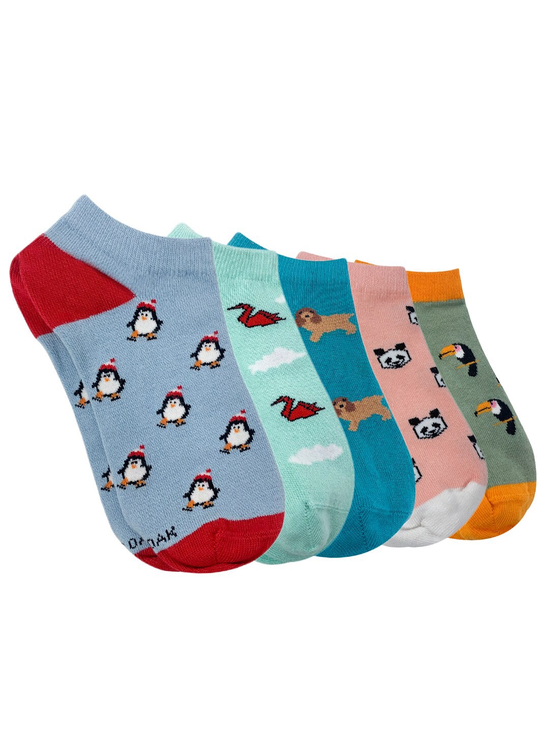 

Mint & Oak Women Printed Ankle Length Socks Set Of 5, Grey