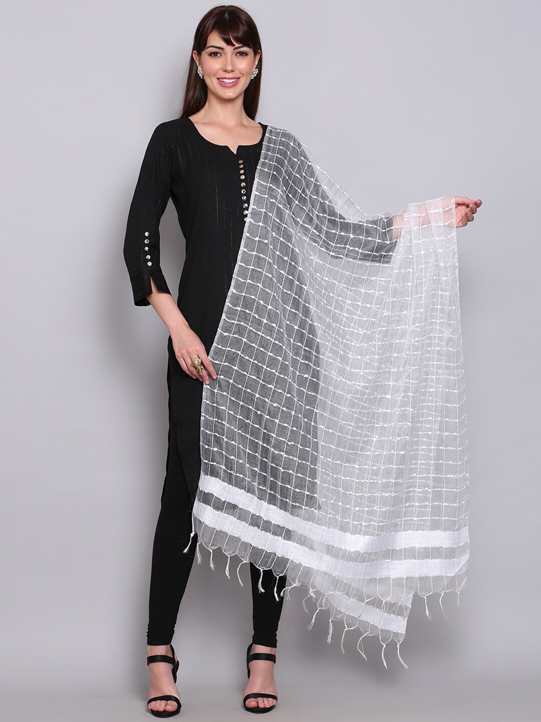 

Miaz Lifestyle Women White Dupatta