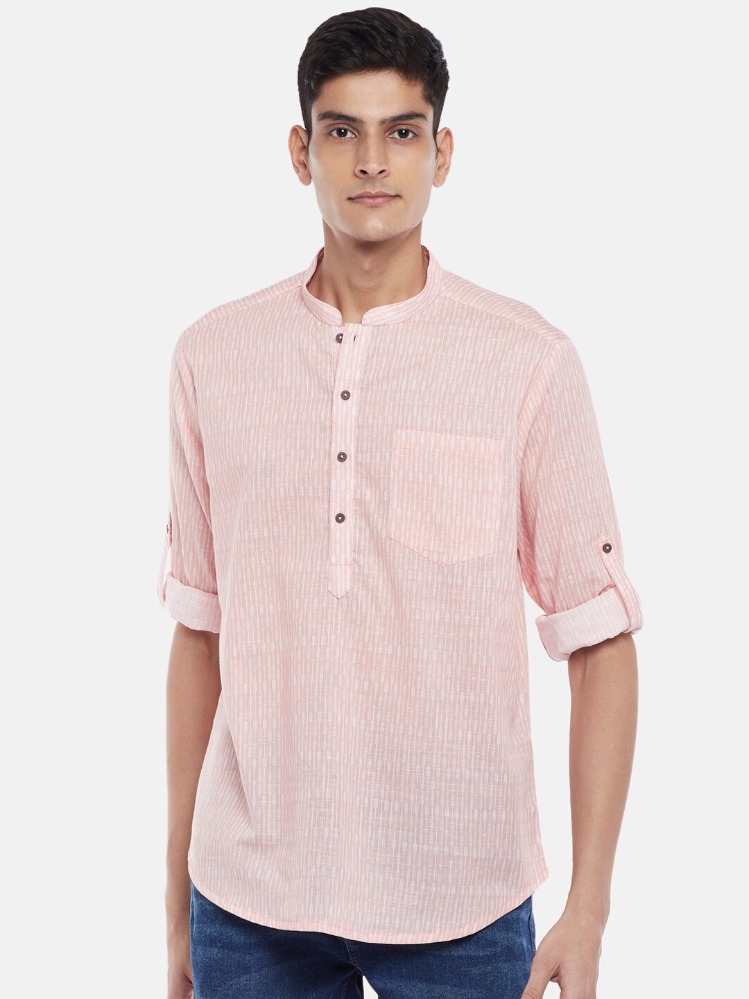 

indus route by Pantaloons Men Pink Printed Kurta