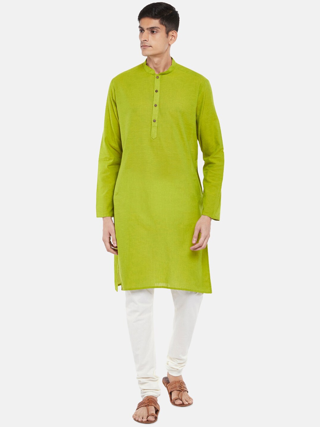 

indus route by Pantaloons Men Lime Green Solid Kurta